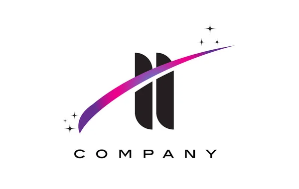 II I I Diseño de logotipo de letra negra con púrpura Magenta Swoosh — Vector de stock