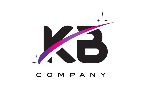 KB K Β Σχεδιασμός λογότυπου μαύρο επιστολή με μωβ φούξια Swoosh — Διανυσματικό Αρχείο