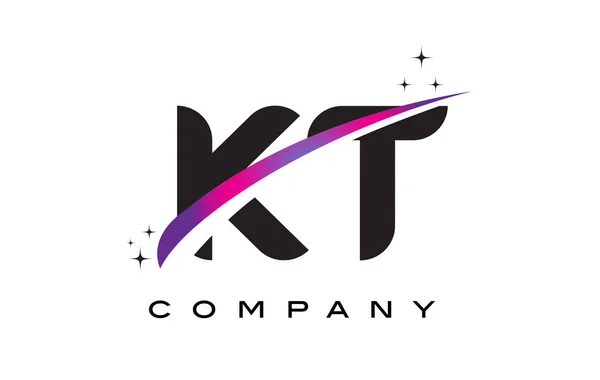 紫マゼンタと Kt K T ブラック文字ロゴ デザイン シューッという音します。 — ストックベクタ