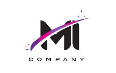Swoosh mi mektup Logo tasarımı mor kırmızı ile siyah M