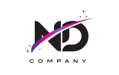ND N D siyah harf Logo tasarımı ile mor Eflatun Swoosh