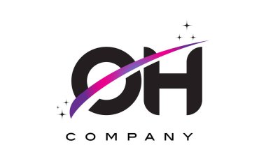 Ah O H siyah harf Logo tasarımı ile mor Eflatun Swoosh