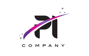 Ben siyah pi P harfi Logo tasarımı ile mor Eflatun Swoosh