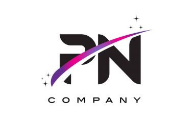 PN P N siyah harf Logo tasarımı ile mor Eflatun Swoosh