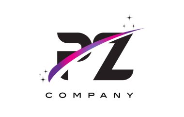 PZ P Z siyah harf Logo tasarımı ile mor Eflatun Swoosh
