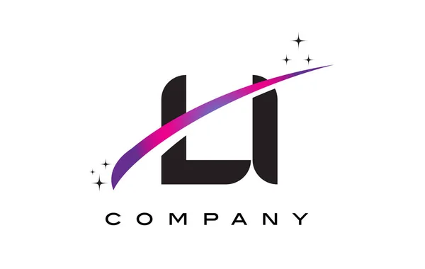 VL V L Black Letter Logo Design With Purple Magenta Swoosh And Stars.  Royalty Free SVG, Cliparts, Vectors, and Stock Illustration. Image 76695127.