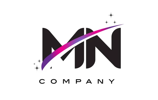Projektowanie Logo MN M N Black list z purpurowy Magenta Swoosh — Wektor stockowy