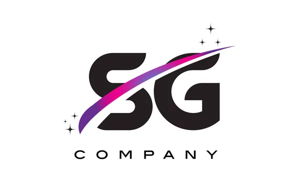 紫マゼンタと Sg S G ブラック文字ロゴ デザイン シューッという音します。 — ストックベクタ