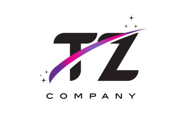 TZ T Z siyah harf Logo tasarımı ile mor Eflatun Swoosh