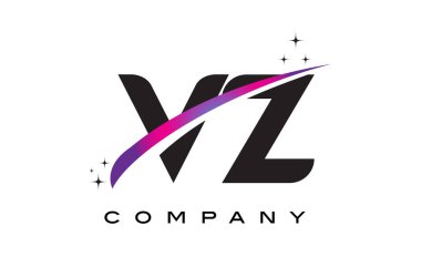 VZ V Z siyah harf Logo tasarımı ile mor Eflatun Swoosh