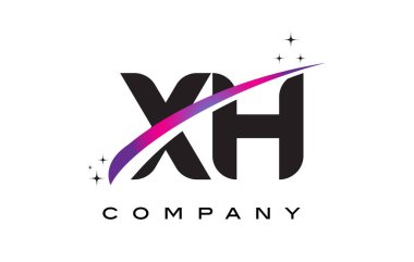 XH X H siyah harf Logo tasarımı ile mor Eflatun Swoosh