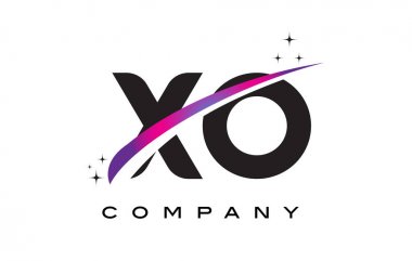 XO X O siyah harf Logo tasarımı ile mor Eflatun Swoosh