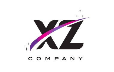 XZ X Z siyah harf Logo tasarımı ile mor Eflatun Swoosh