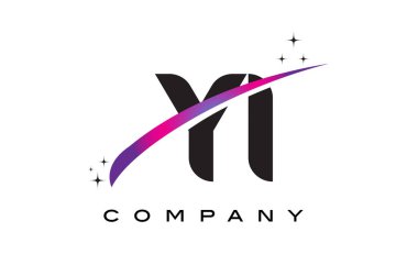Ben siyah Yi Y mektup Logo tasarımı ile mor Eflatun Swoosh