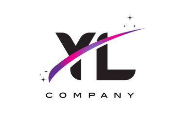 Yl Y L siyah harf Logo tasarımı ile mor Eflatun Swoosh
