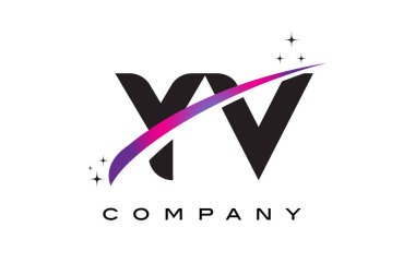 YV Y V siyah harf Logo tasarımı ile mor Eflatun Swoosh