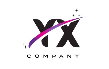 Yx Y X siyah harf Logo tasarımı ile mor Eflatun Swoosh