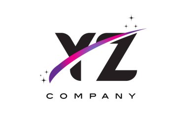 YZ Y Z siyah harf Logo tasarımı ile mor Eflatun Swoosh