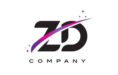 ZD Z D siyah harf Logo tasarımı ile mor Eflatun Swoosh