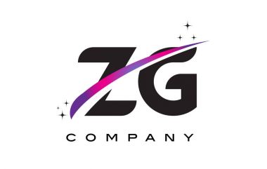Zg Z G siyah harf Logo tasarımı ile mor Eflatun Swoosh