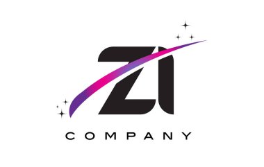 Zi Z ben siyah harf Logo tasarımı ile mor Eflatun Swoosh