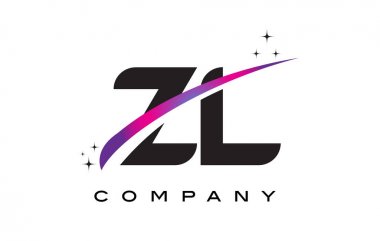 Zl Z L siyah harf Logo tasarımı ile mor Eflatun Swoosh