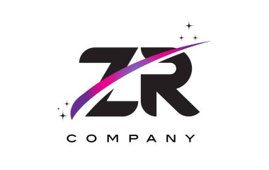 ZR Z R siyah harf Logo tasarımı ile mor Eflatun Swoosh