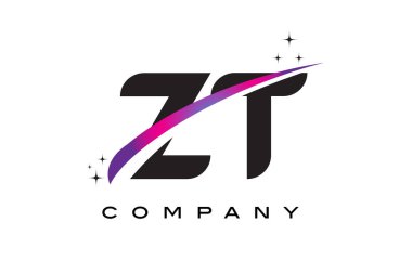 ZT Z T siyah harf Logo tasarımı ile mor Eflatun Swoosh