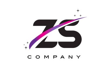 ZS Z S siyah harf Logo tasarımı ile mor Eflatun Swoosh