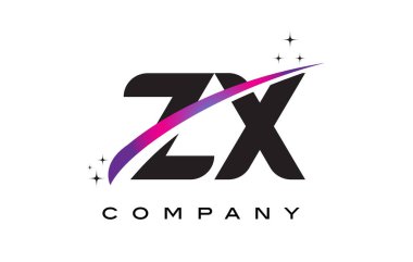 ZX Z X siyah harf Logo tasarımı ile mor Eflatun Swoosh