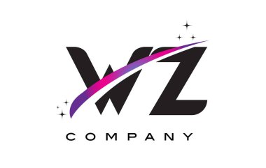 WZ W Z siyah harf Logo tasarımı ile mor Eflatun Swoosh