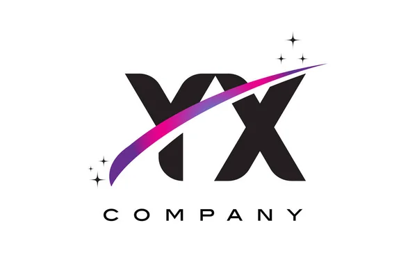 Yx Y X 블랙 문자 로고 디자인 보라색 자홍 Swoosh — 스톡 벡터