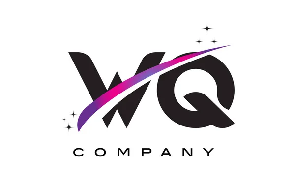Wq W Q siyah harf Logo tasarımı ile mor Eflatun Swoosh — Stok Vektör