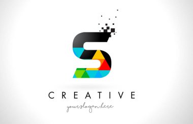 S harfi logolu renkli üçgenler doku tasarlamak vektör.