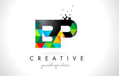 BP B P harfi logolu renkli üçgenler doku tasarlamak vektör