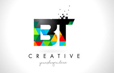 BT B T harfi logolu renkli üçgenler doku tasarlamak vektör
