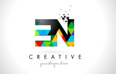 Tr E N harfi logolu renkli üçgenler doku tasarlamak vektör