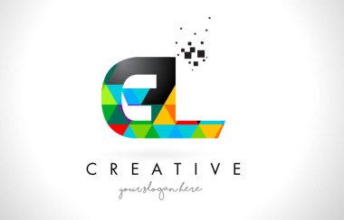 GL G L harfi logolu renkli üçgenler doku tasarlamak vektör