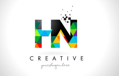 Renkli üçgenler doku tasarlamak vektör logolu HN H N harfi