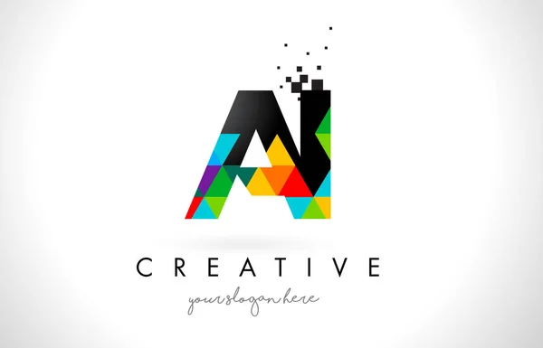 AI A I Lettre Logo avec Triangles Colorés Texture Design Vector — Image vectorielle
