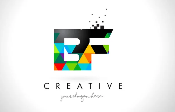 Logotipo de letra BF B F con triángulos coloridos Vector de diseño de textura — Archivo Imágenes Vectoriales
