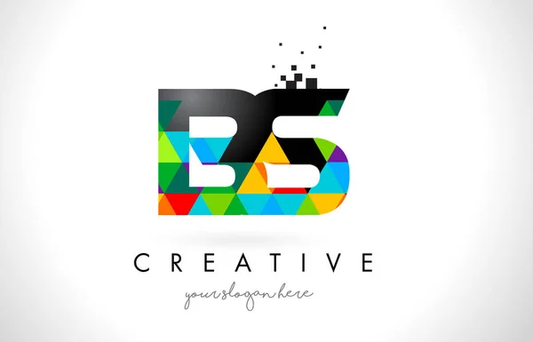 BS B S Lettre Logo avec Triangles Colorés Texture Design vecteur — Image vectorielle