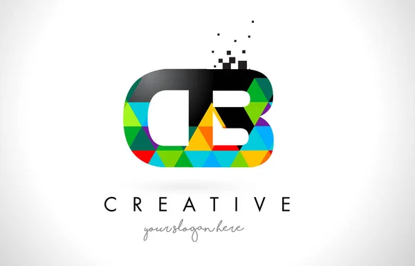 Písmeno B C CB Logo s barevnými trojúhelníky textury Design vektor — Stockový vektor