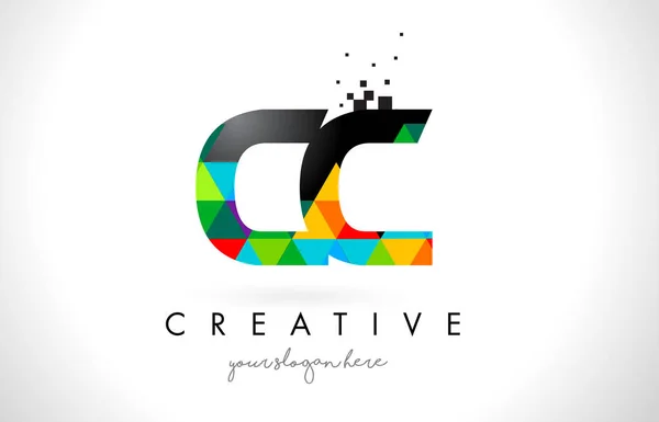 CC C C dopis Logo s barevnými trojúhelníky textury Design vektor — Stockový vektor