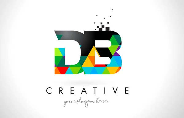 DB D B Carta Logo com triângulos coloridos Textura Design Vector —  Vetores de Stock