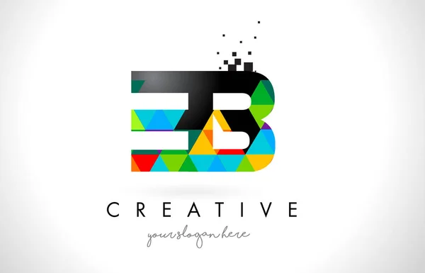 EB E B dopis Logo s barevnými trojúhelníky textury Design vektor — Stockový vektor