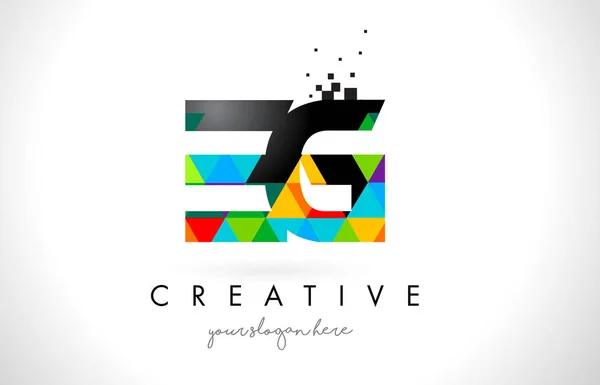 EG E G Letra Logo con Triángulos Coloridos Textura Diseño Vector — Archivo Imágenes Vectoriales