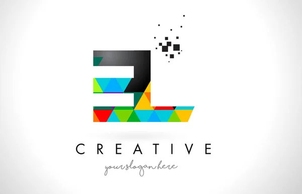 El E L листа логотип з барвисті трикутники текстури дизайн вектор — стоковий вектор