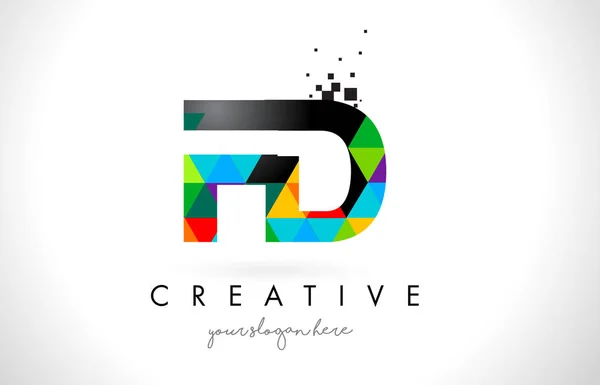 FD F D dopis Logo s barevnými trojúhelníky textury Design vektor — Stockový vektor