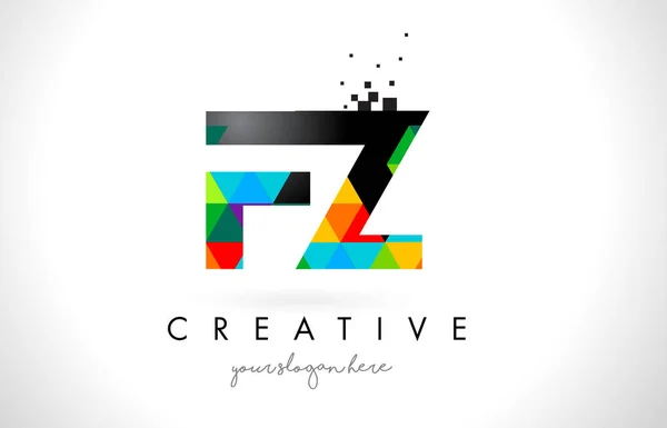 Logo de la letra FZ F Z con triángulos coloridos Vector de diseño de textura — Archivo Imágenes Vectoriales